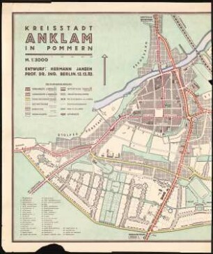 Bebauungsplan und Stadterweiterung Anklam: Grund- und Lageplan in 2 Teilen, Teil A 1:2000