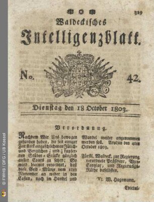 No. 42. Dienstag den 18 October 1803