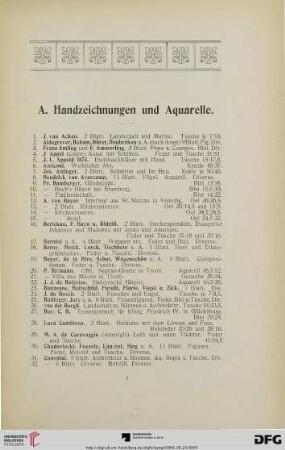 A. Handzeichnungen und Aquarelle (Nr. 1-266)