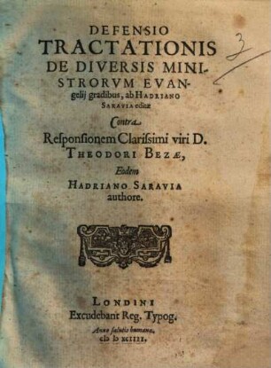Defensio tractationis de diversis ministrorum evangelii gradibus