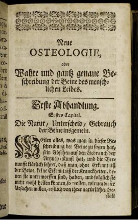 Erstes Capitel. Die Natur, Unterscheid, Gebrauch der Beine insgemein.