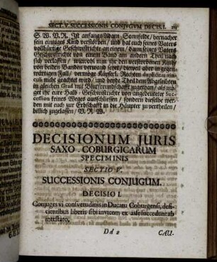 Decisio I. - Decisio IX.
