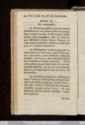 Sectio IV. De traditionibus.