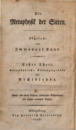 Metaphysische Anfangsgründe der Rechtslehre