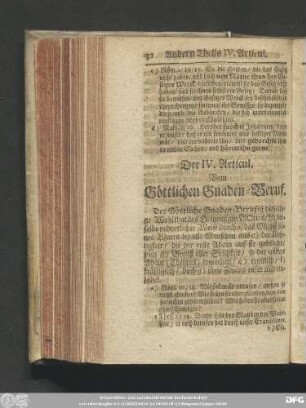 Der IV. Articul. Vom Göttlichen Gnaden-Beruf.