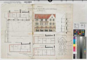 Freckenhorst (Warendorf) Erweiterung des Exerzitienhauses über dem Stiftskreuzgang 1904 1 : 100 50 x 65 kol. Zeichnung Hellweg, Regierungsbauführer; Lucas, Baurat Staatshochbauamt Münster
