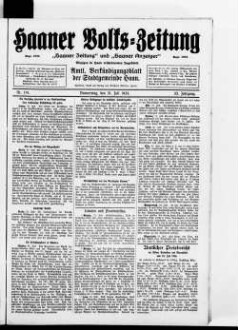 Haaner Volks-Zeitung. 1896-1928