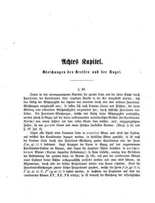 Achtes Kapitel. Gleichungen des Kreises und der Kugel.