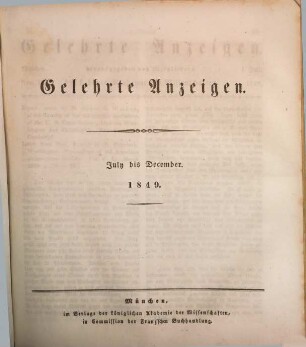 Gelehrte Anzeigen. 29. 1849