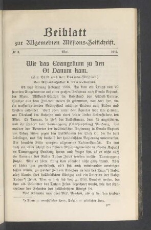 Beiblatt N° 3. Mai. 1912