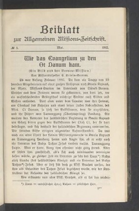 Beiblatt N° 3. Mai. 1912