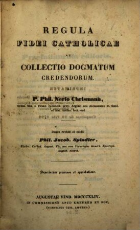 Regula fidei catholicae et collectio dogmatum credendorum