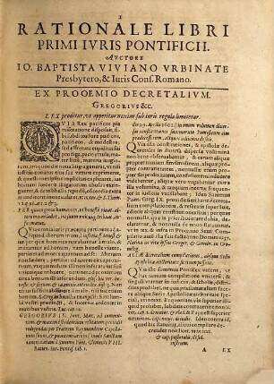 Rationale Iuris Pontificii, Quinque Libris distinctum, 1
