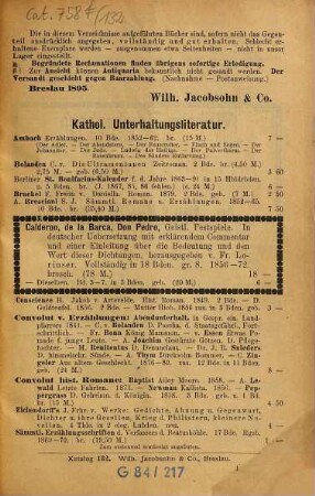 Antiquarischer Katalog. 132. 1895