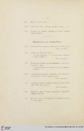 Monnaies et médailles (No. 334 - 403)