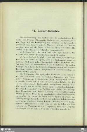 VI. Zucker-Industrie