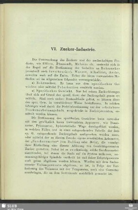 VI. Zucker-Industrie