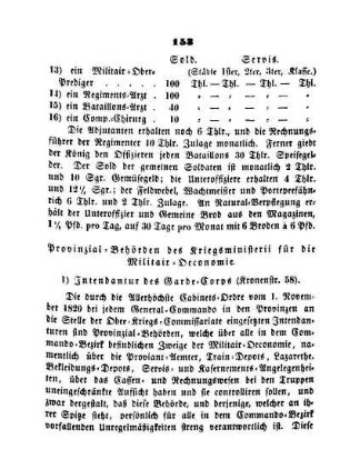 Provinzial-Behörden des Kriegsministerii für die Militair-Oeconomie