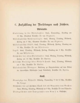 12-32, C. Aufzählung der Vorlesungen nach Fächern