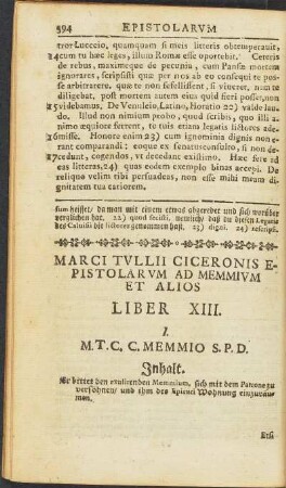 Epistolarum Ciceronis Liber XIII.