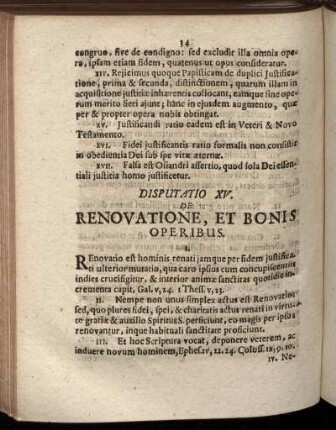 Disputatio XV. De Renovatione, Et Bonis Operibus