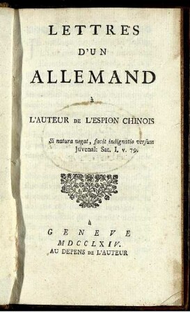 Lettres D'Un Allemand