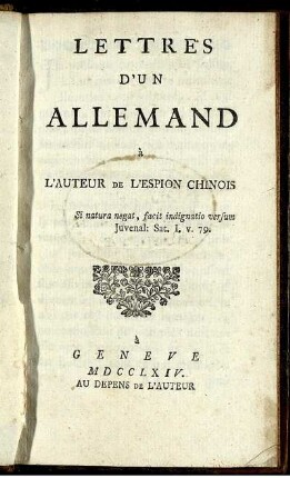 Lettres D'Un Allemand
