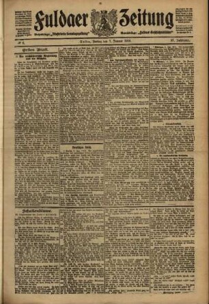 Erste Ausgabe vom Freitag, den 07. Januar 1910.