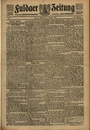 Erste Ausgabe vom Freitag, den 07. Januar 1910.