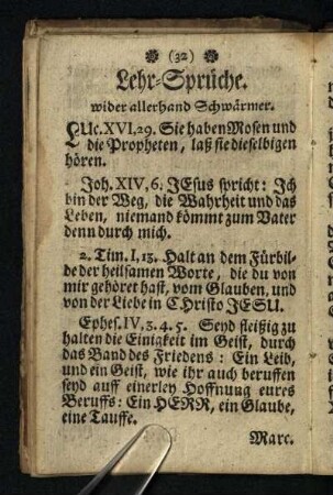 Lehr- Sprüche. wider allerhand Schwaermer