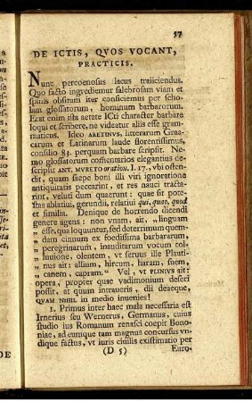 De ictis, quos vocant, practicis.