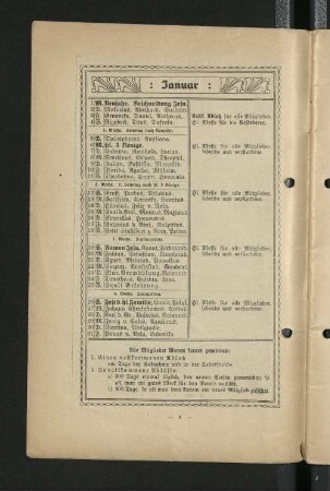 Kalenderblatt: Januar