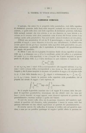 Il teorema di viviani sulla pseudosfera.