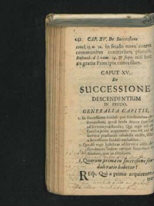 Caput XV. De Successione Descendentium In Feudo.