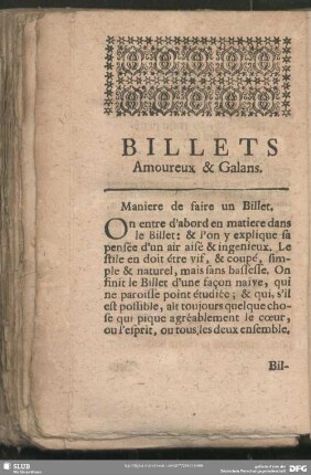Billets Amoureux & Galans