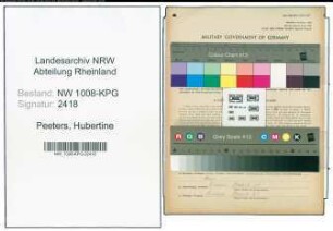 Entnazifizierung Hubertine Peeters , geb. 14.02.1904 (Schneiderin)