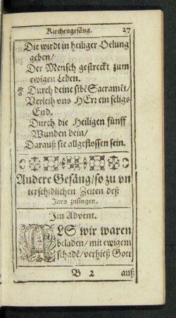 Andere Gesäng/ so zu unterschidlichen Zeiten deß Jars zusingen.