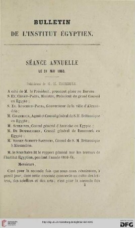 Séance annuelle le 31 Mai 1860