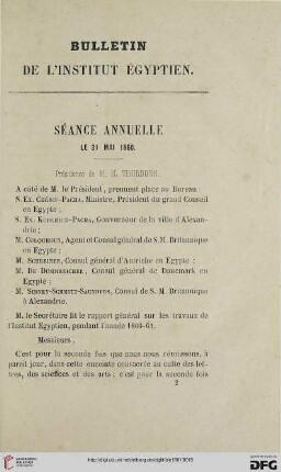 Séance annuelle le 31 Mai 1860