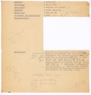 Stadttheater, Augsburg: Schriftstück zum Fragebogen für das Handbuch »Das Deutsche Theater«