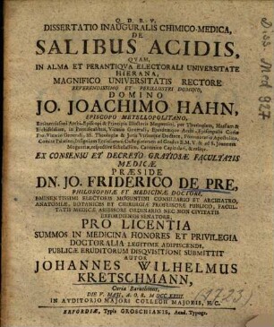 Dissertatio Inauguralis Chimico-Medica, De Salibus Acidis