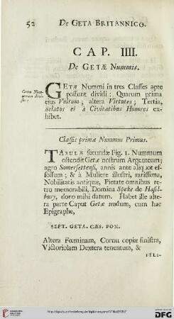Cap. IIII: De Getae nummis