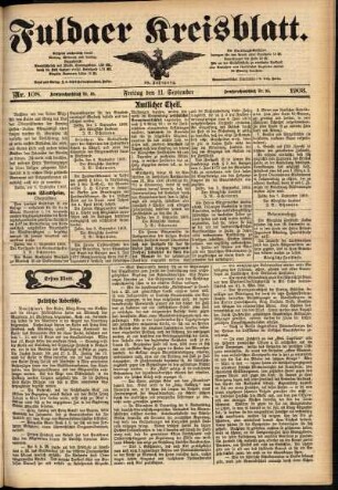 Erste Ausgabe vom Freitag, den 11. September 1903.