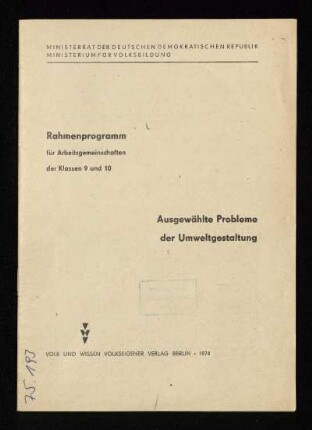 Ausgewählte Probleme der Umweltgestaltung