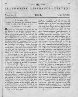 Bleek, F.: Beiträge zur Einleitung und Auslegung der heiligen Schrift. Bd. 1. Beiträge zur Evangelien-Kritik. Berlin: Reimer 1846