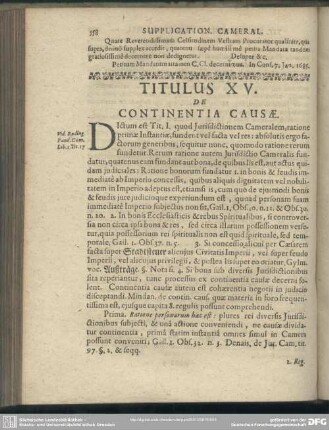 Titulus XV. De Continentia Causae