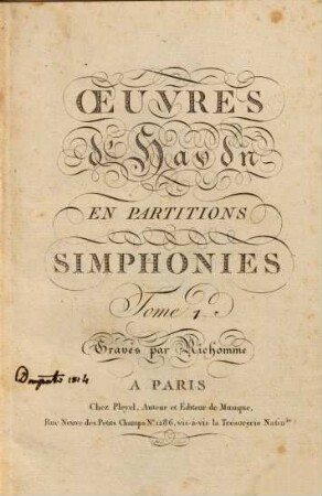 Oeuvres d'Haydn en partitions. [1],1, Simphonie [Hob.I,103]