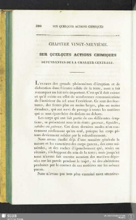 Chapitre vingt-neuvième. Sur quelques actions chimiques dépendantes de la chaleur centrale