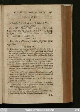 Sectio III. De Peccatis Actualibus.