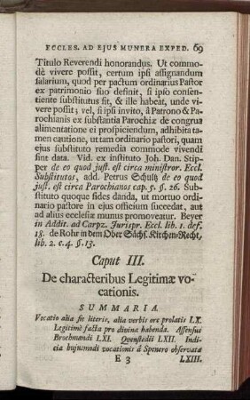 Caput III. De characteribus Legitimæ vocationis.